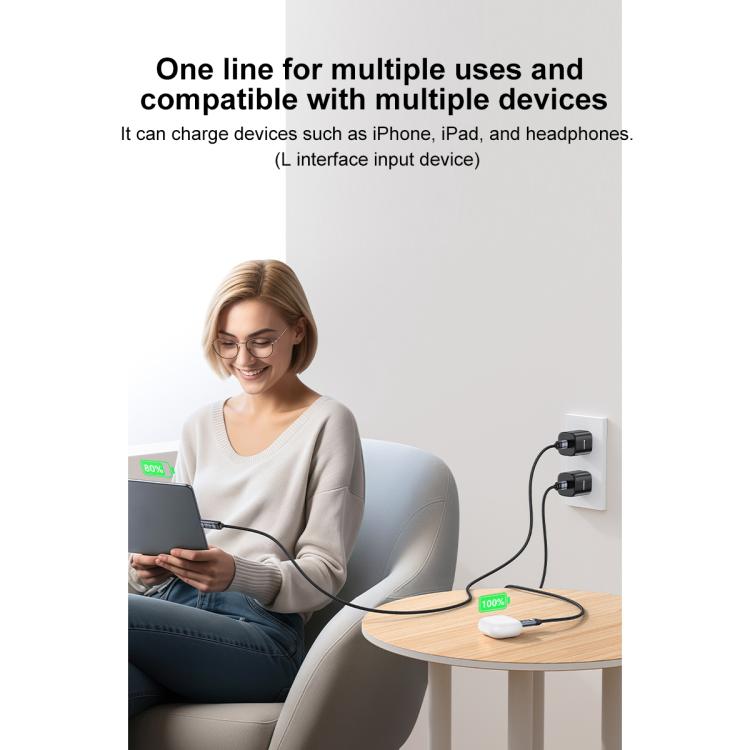 Yesido CA201 27W Type-C to 8 Pin OLED Display Charging Data Cable, Type-C to 8 Pin 6 Yesido CA201 27W Type-C to 8 Pin OLED Display Charging Data Cable, Type-C to 8 Pin - Image 6