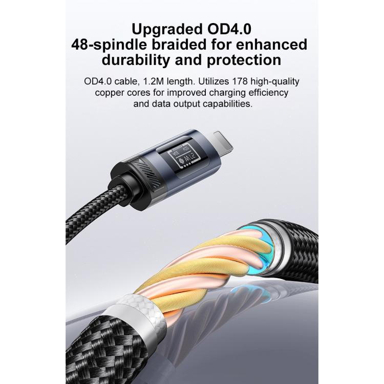 Yesido CA201 27W Type-C to 8 Pin OLED Display Charging Data Cable, Type-C to 8 Pin 9 Yesido CA201 27W Type-C to 8 Pin OLED Display Charging Data Cable, Type-C to 8 Pin - Image 9