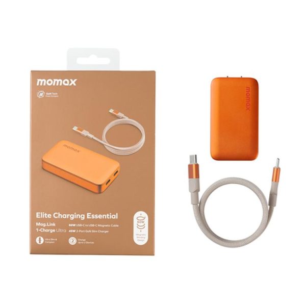 EDA008921801A_1.jpg MOMAX UM79 1-Charge Ultra 45W 2-Port GaN Silm Fast Charger Kit, US Plug