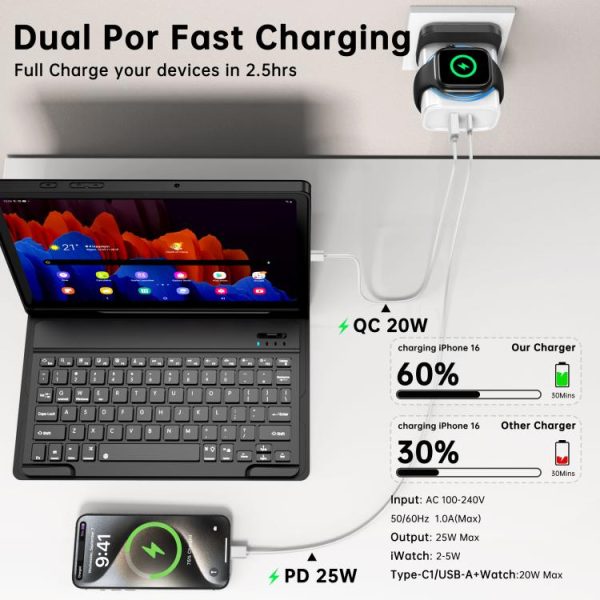 XL-16 3 in 1 20W USB + Type-C Multifunctional Wireless Charger