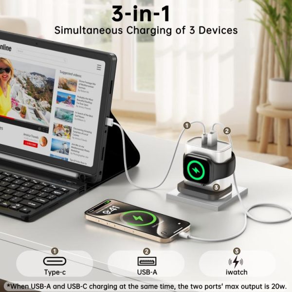 XL-16 3 in 1 20W USB + Type-C Multifunctional Wireless Charger