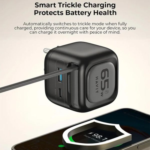 EDA008947601A_12.jpg Havit UC253 65W 3 in 1 GaN Travel Charger with Type-C Retractable Cable, UC25...