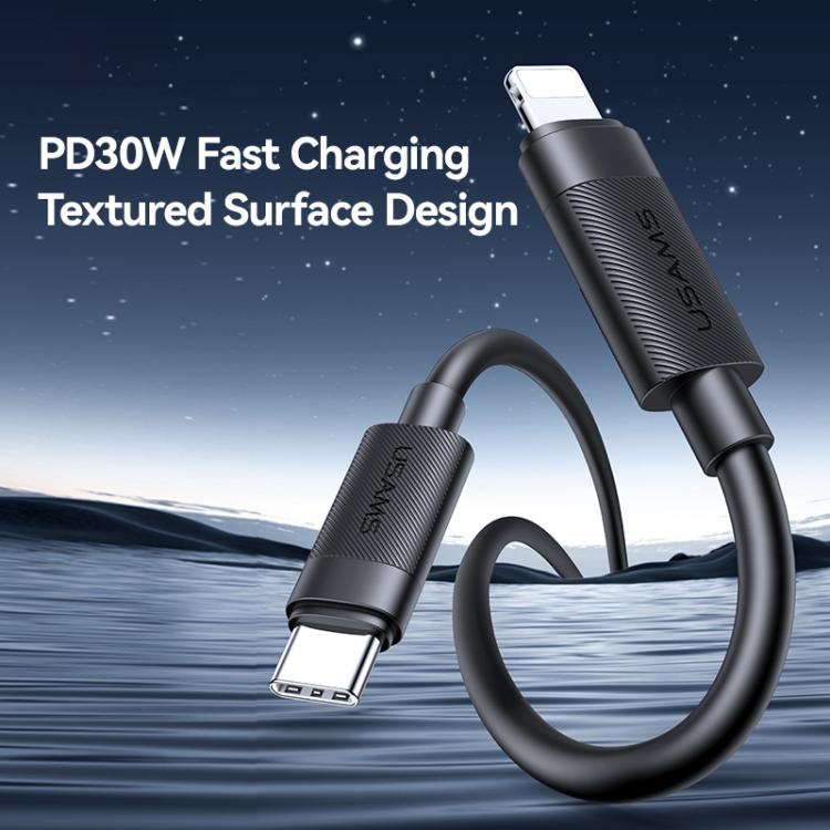 USAMS SJ781 U94 USB-C / Type-C to 8 Pin PD30W Fast Charging Data Cable, 1m 2 USAMS SJ781 U94 USB-C / Type-C to 8 Pin PD30W Fast Charging Data Cable, 1m - Image 2