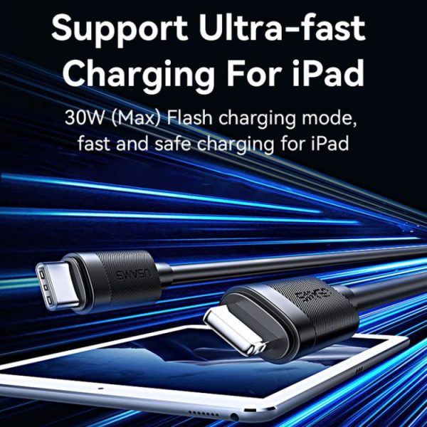 EDA008968701A_3.jpg USAMS SJ781 U94 USB-C / Type-C to 8 Pin PD30W Fast Charging Data Cable, 1m