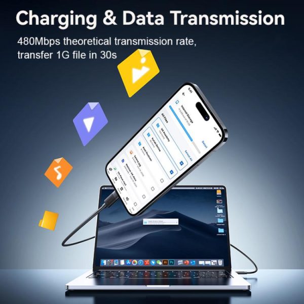 EDA008968701A_7.jpg USAMS SJ781 U94 USB-C / Type-C to 8 Pin PD30W Fast Charging Data Cable, 1m