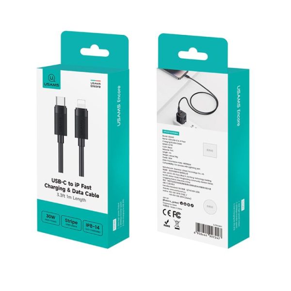 EDA008968701A_9.jpg USAMS SJ781 U94 USB-C / Type-C to 8 Pin PD30W Fast Charging Data Cable, 1m