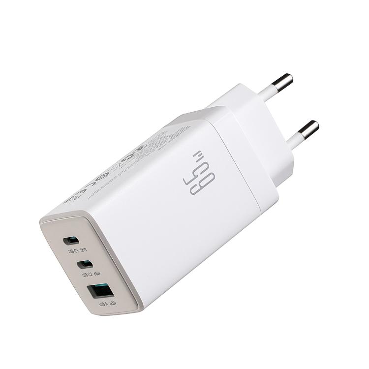 JOYROOM JR-TG10 65W GaN Dual Type-C, USB 3-Port Charger with Type-C to Type-C Cable, EU Plug 1 JOYROOM JR-TG10 65W GaN Dual Type-C, USB 3-Port Charger with Type-C to Type-C Cable, EU Plug