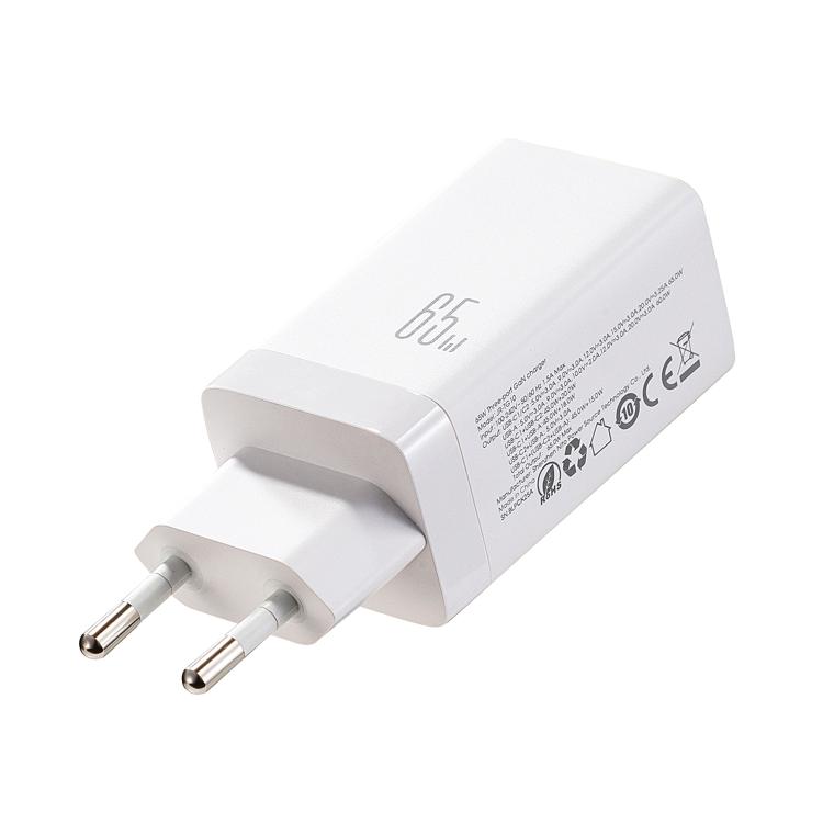 JOYROOM JR-TG10 65W GaN Dual Type-C, USB 3-Port Charger with Type-C to Type-C Cable, EU Plug 2 JOYROOM JR-TG10 65W GaN Dual Type-C, USB 3-Port Charger with Type-C to Type-C Cable, EU Plug - Image 2