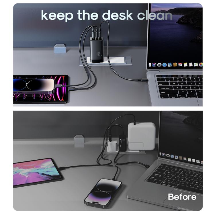 JOYROOM JR-TG10 65W GaN Dual Type-C, USB 3-Port Charger with Type-C to Type-C Cable, EU Plug 12 JOYROOM JR-TG10 65W GaN Dual Type-C, USB 3-Port Charger with Type-C to Type-C Cable, EU Plug - Image 12