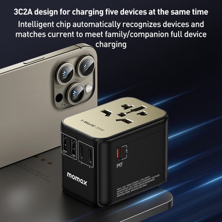 MOMAX 1-World UA9 PD 35W Fast Charger Power Adapter, UA9 3 MOMAX 1-World UA9 PD 35W Fast Charger Power Adapter, UA9 - Image 3