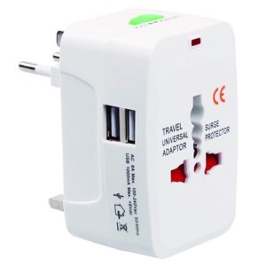 110-250V Multi-function Travel Universal Converter with Dual USB Interfaces, EU / UK / US / AU Plug