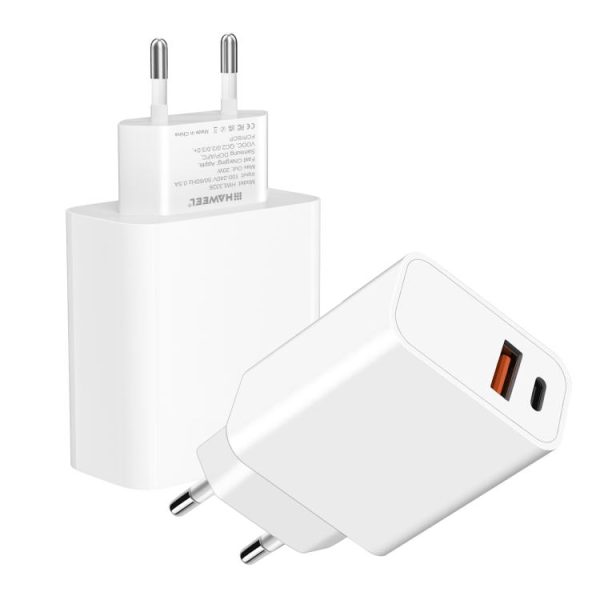 HWL3326.jpg HAWEEL 20W Dual-Port Fast Charger Adapter, EU Plug
