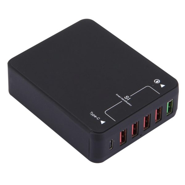 IP6G0848.jpg Q8118 1 Quick Charge 3.0 + 4 Smart Identification USB + 1 USB-C / Type-C 3.1 Desktop USB Charger