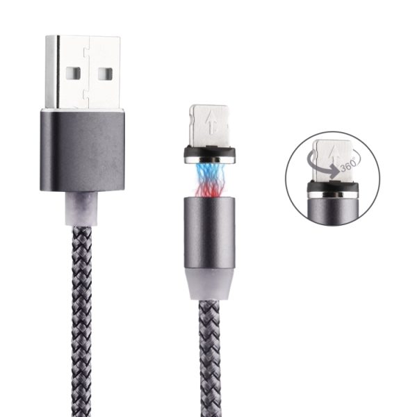 IP6G2696H.jpg 360 Degree Rotation 8 Pin to USB 2.0 Weave Style Magnetic Charging Cable with LED Indicator, Cable Length: 1m