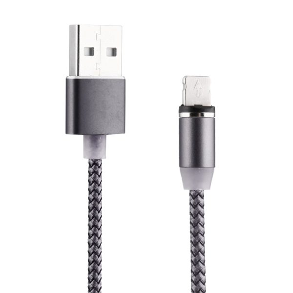 IP6G2696H_1.jpg 360 Degree Rotation 8 Pin to USB 2.0 Weave Style Magnetic Charging Cable with LED Indicator, Cable Length: 1m