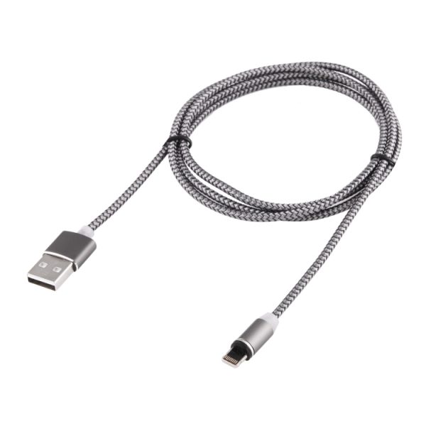 IP6G2696H_4.jpg 360 Degree Rotation 8 Pin to USB 2.0 Weave Style Magnetic Charging Cable with LED Indicator, Cable Length: 1m