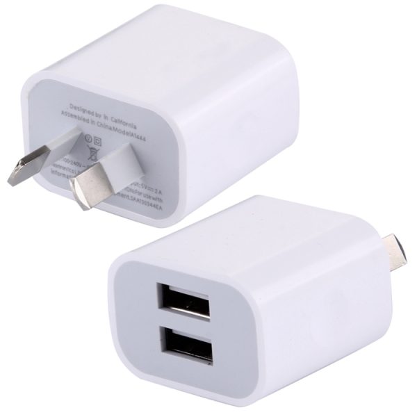 IP6P0138.jpg 5V 2A High Compatibility 2 USB Ports Charger, AU Plug(White)