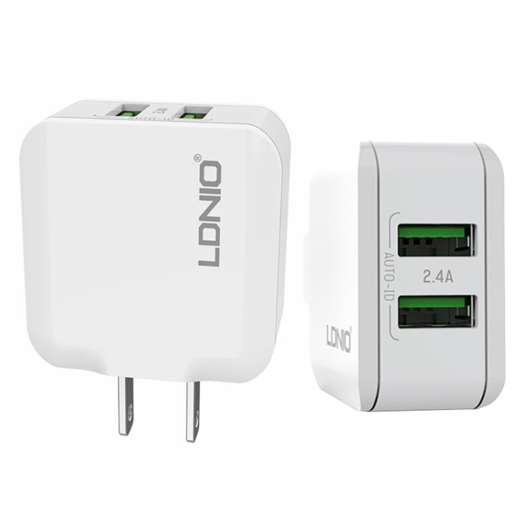 LDNIO A2201 2.4A Dual USB Charging Head Travel Direct Charge Mobile Phone Adapter Charger With 8 Pin Data Cable, 8 Pin 1 LDNIO A2201 2.4A Dual USB Charging Head Travel Direct Charge Mobile Phone Adapter Charger With 8 Pin Data Cable, 8 Pin