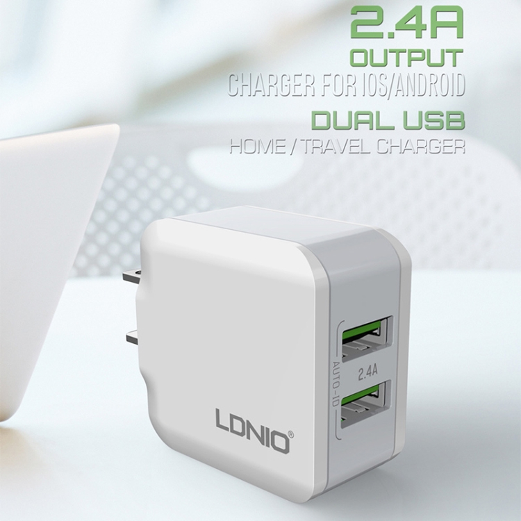LDNIO A2201 2.4A Dual USB Charging Head Travel Direct Charge Mobile Phone Adapter Charger With 8 Pin Data Cable, 8 Pin 5 LDNIO A2201 2.4A Dual USB Charging Head Travel Direct Charge Mobile Phone Adapter Charger With 8 Pin Data Cable, 8 Pin - Image 5