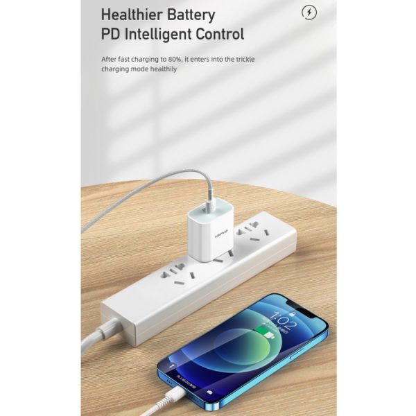 IP8G0905W_4.jpg awei PD5 PD 20W Fast Charging Travel Charger Power Adapter with Type-C / USB-C to 8 Pin Cable, US Plug