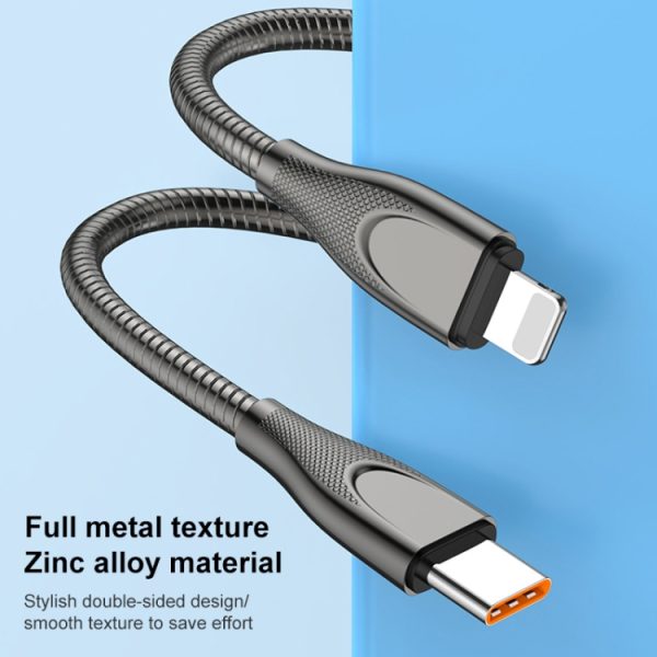 IP8G1080_B1.jpg ADC-009 USB-C / Type-C to 8 Pin Zinc Alloy Hose Fast Charging Data Cable, Cable Length: 1m, USB-C / Type-C to 8 Pin