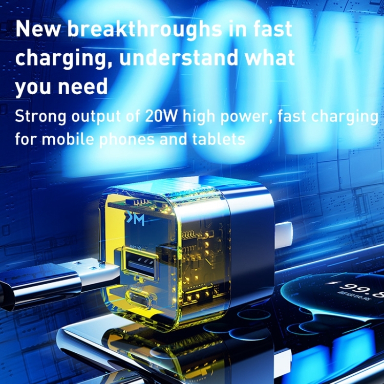 WK WP-U149 20W USB+USB-C/Type-C Dual Port Transparent Charger, Specifications: US Plug 2 WK WP-U149 20W USB+USB-C/Type-C Dual Port Transparent Charger, Specifications: US Plug - Image 2