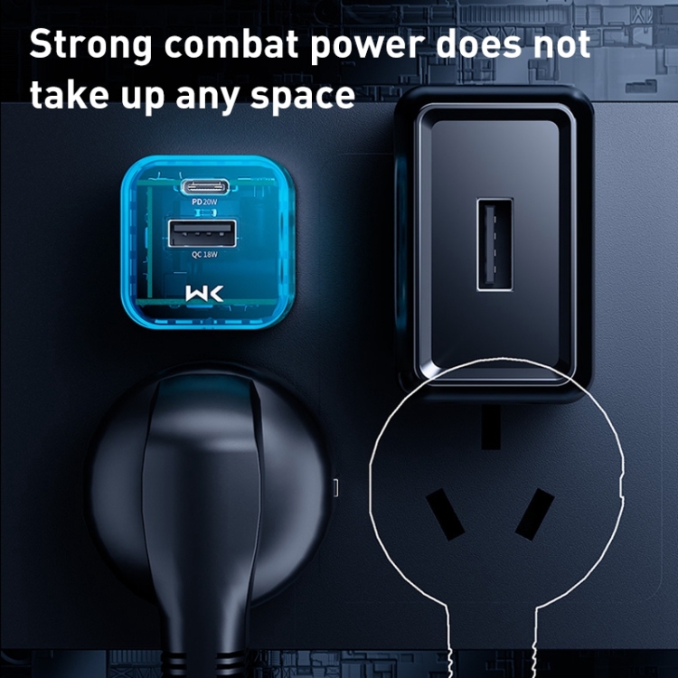 WK WP-U149 20W USB+USB-C/Type-C Dual Port Transparent Charger, Specifications: US Plug 5 WK WP-U149 20W USB+USB-C/Type-C Dual Port Transparent Charger, Specifications: US Plug - Image 5