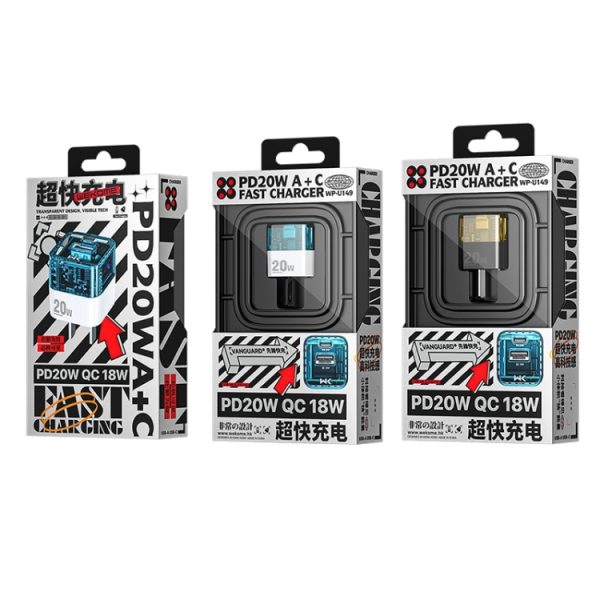 IP8G1263_B6.jpg WK WP-U149 20W USB+USB-C/Type-C Dual Port Transparent Charger, Specifications: US Plug