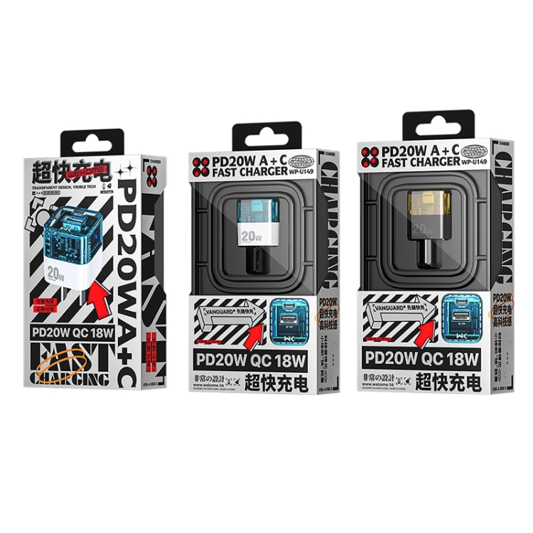 WK WP-U149 20W USB+USB-C/Type-C Dual Port Transparent Charger, Specifications: US Plug 7 WK WP-U149 20W USB+USB-C/Type-C Dual Port Transparent Charger, Specifications: US Plug - Image 7
