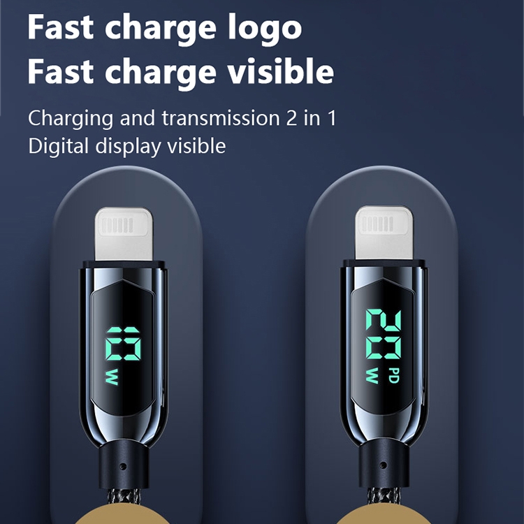 Mutural Li-CC001 1.2m PD20W Digital Display USB-C / Type-C to 8 Pin Charging Data Cable 7 Mutural Li-CC001 1.2m PD20W Digital Display USB-C / Type-C to 8 Pin Charging Data Cable - Image 7