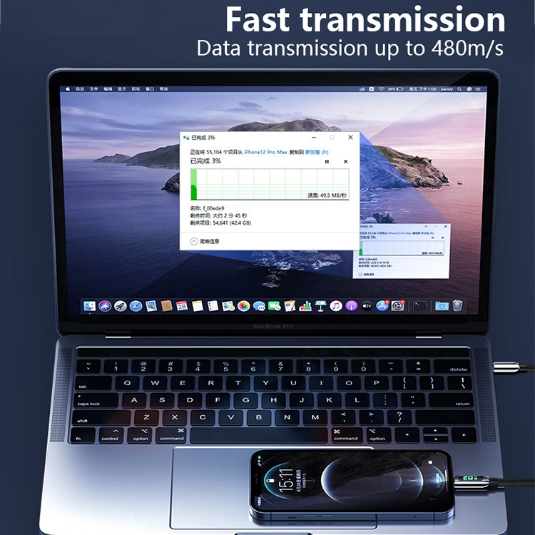 Mutural Li-CC001 1.2m PD20W Digital Display USB-C / Type-C to 8 Pin Charging Data Cable 8 Mutural Li-CC001 1.2m PD20W Digital Display USB-C / Type-C to 8 Pin Charging Data Cable - Image 8