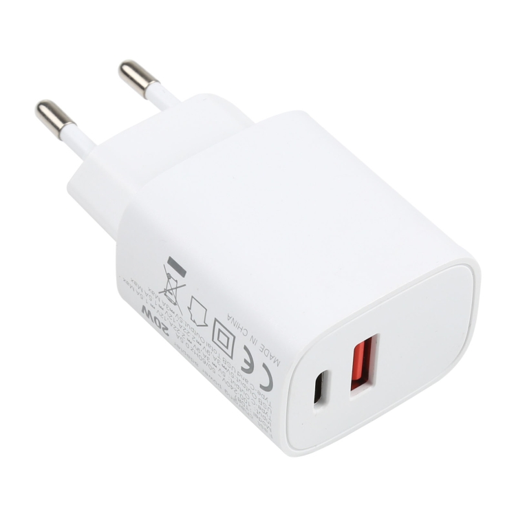 T087 20W USB-C / Type-C + USB Ports Fast Charging Travel Charger, EU Plug 1 T087 20W USB-C / Type-C + USB Ports Fast Charging Travel Charger, EU Plug