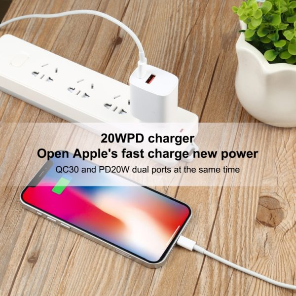 IP8G1922_6.jpg T087 20W USB-C / Type-C + USB Ports Fast Charging Travel Charger, EU Plug
