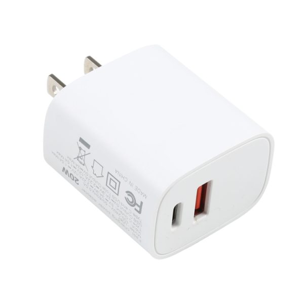IP8G1923.jpg U087 20W USB-C / Type-C + USB Ports Fast Charging Travel Charger, US Plug
