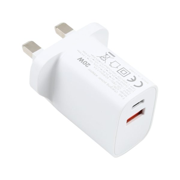 IP8G1924.jpg E087 20W USB-C / Type-C + USB Ports Fast Charging Travel Charger, UK Plug