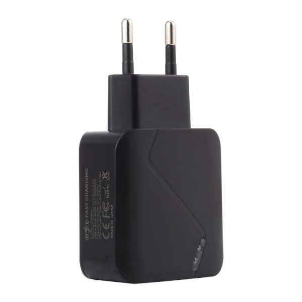 IP8G5890B_1.jpg LZ-819A+C QC3.0 USB + PD 18W USB-C / Type-C Interfaces Travel Charger with Indicator Light, EU Plug, EU Plug