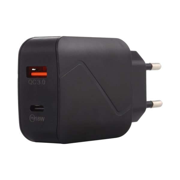 IP8G5890B_2.jpg LZ-819A+C QC3.0 USB + PD 18W USB-C / Type-C Interfaces Travel Charger with Indicator Light, EU Plug, EU Plug