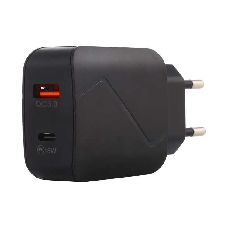 LZ-819A+C QC3.0 USB + PD 18W USB-C / Type-C Interfaces Travel Charger with Indicator Light, EU Plug, EU Plug 3 LZ-819A+C QC3.0 USB + PD 18W USB-C / Type-C Interfaces Travel Charger with Indicator Light, EU Plug, EU Plug - Image 3