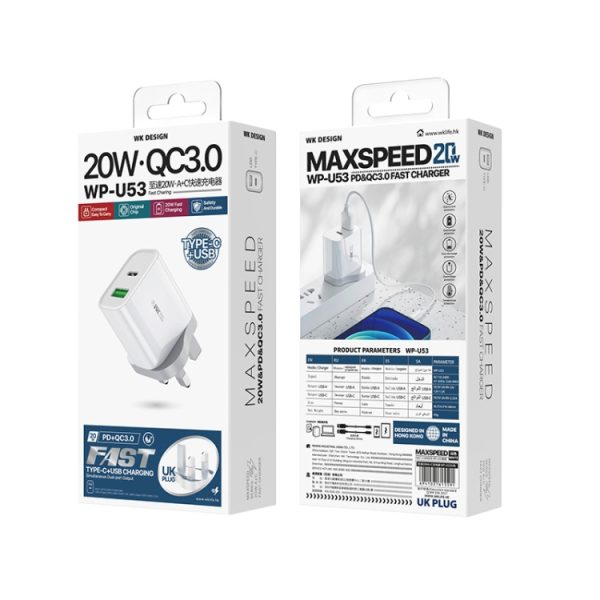 IP8G7355UK_2.jpg WK WP-U53 QC3.0 Charger 20W USB Type-C Maxspeed PD Fast Charger