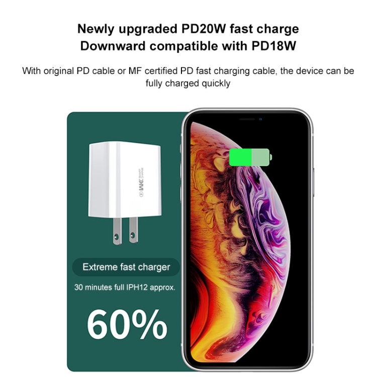 WK WP-U53 QC3.0 Charger 20W USB Type-C Maxspeed PD Fast Charger 7 WK WP-U53 QC3.0 Charger 20W USB Type-C Maxspeed PD Fast Charger - Image 7