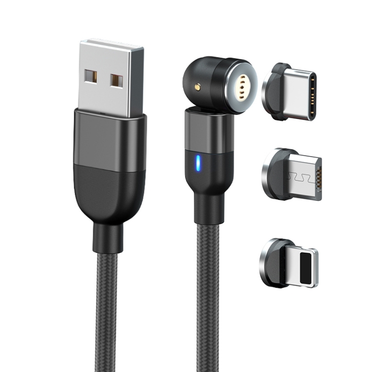 1m 3A Output 3 in 1 USB to 8 Pin + USB-C / Type-C + Micro USB 540 Degree Rotating Magnetic Data Sync Charging Cable, 1m 3 in 1 2 1m 3A Output 3 in 1 USB to 8 Pin + USB-C / Type-C + Micro USB 540 Degree Rotating Magnetic Data Sync Charging Cable, 1m 3 in 1 - Image 2