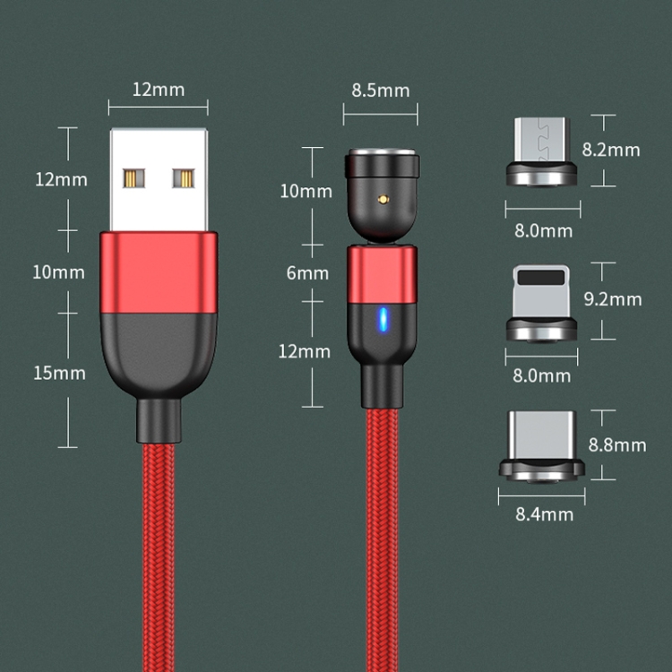 1m 3A Output 3 in 1 USB to 8 Pin + USB-C / Type-C + Micro USB 540 Degree Rotating Magnetic Data Sync Charging Cable, 1m 3 in 1 3 1m 3A Output 3 in 1 USB to 8 Pin + USB-C / Type-C + Micro USB 540 Degree Rotating Magnetic Data Sync Charging Cable, 1m 3 in 1 - Image 3