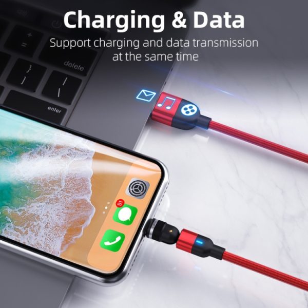 IP8G9684_B3.jpg 2m 3A Output USB to 8 Pin 540 Degree Rotating Magnetic Data Sync Charging Cable, 2m 8 Pin