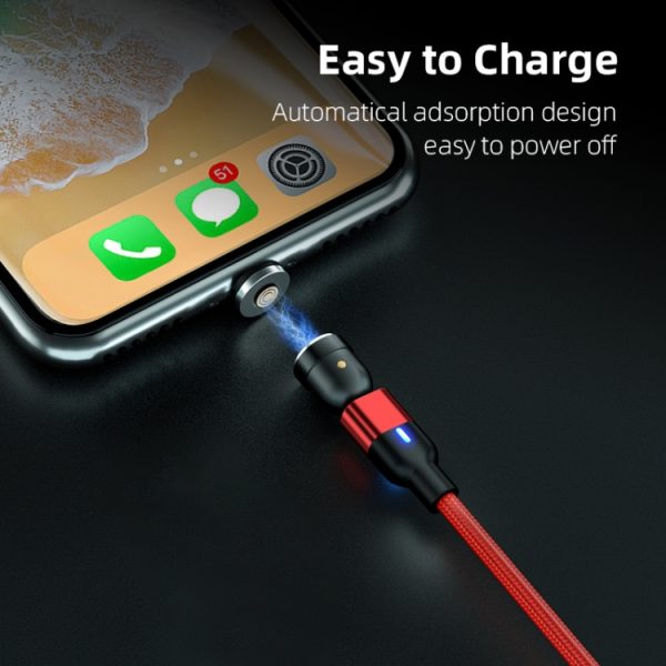 IP8G9684_B6.jpg 2m 3A Output USB to 8 Pin 540 Degree Rotating Magnetic Data Sync Charging Cable, 2m 8 Pin