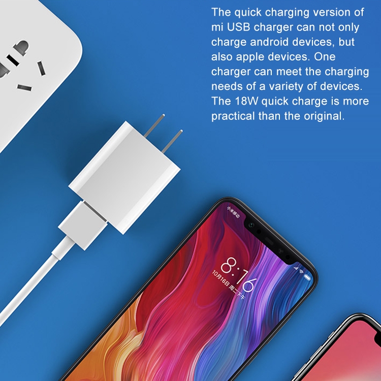 Original Xiaomi 18W Wall Charger Adapter Single Port USB Quick Charger, US Plug 8 Original Xiaomi 18W Wall Charger Adapter Single Port USB Quick Charger, US Plug - Image 8