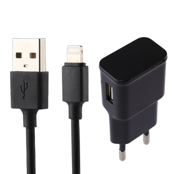 IP8P4022B-1.jpg For iPhone 5V 2.1A Intellgent Identification USB Charger with 1m USB to 8 Pin Charging Cable, EU Plug
