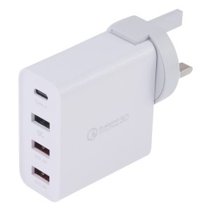 A3P 3A Max Output USB-C / Type-C + QC3.0 + Dual USB 4 Ports Wall Travel Charger, UK Plug