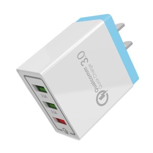 AR-QC-03 2.1A 3 USB Ports Quick Charger Travel Charger, US Plug, AR-QC-03 US Plug Blue, AR-QC-03 US