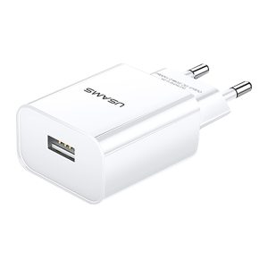 USAMS US-CC075 T18 2.1A Single USB Travel Charger, EU Plug, EU Plug