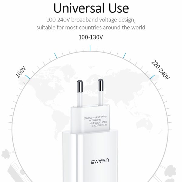 IPXS2144W_3.jpg USAMS US-CC075 T18 2.1A Single USB Travel Charger, EU Plug, EU Plug